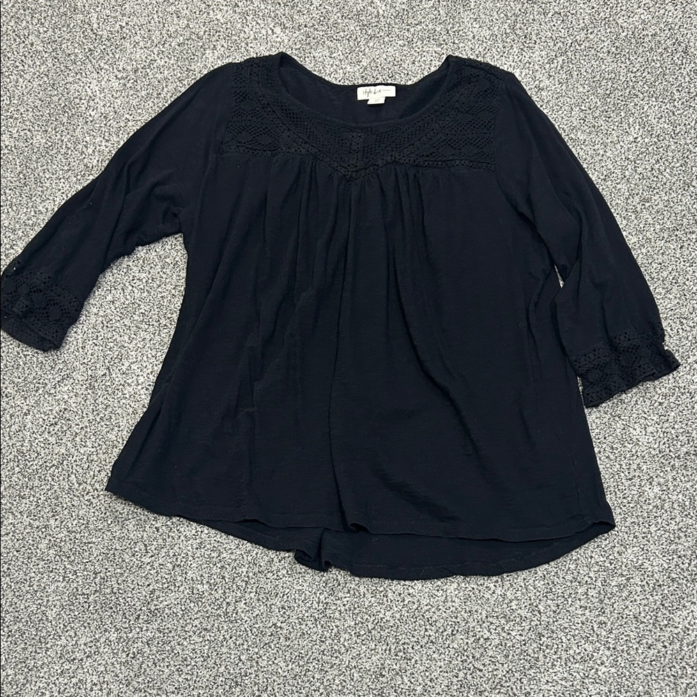 Style & Co  Black Lace Detail Blouse